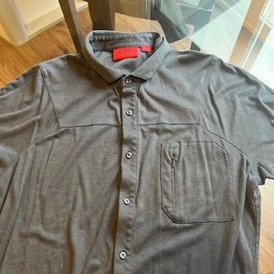 HUGO BLACK BUTTON DOWN POLO SMALL